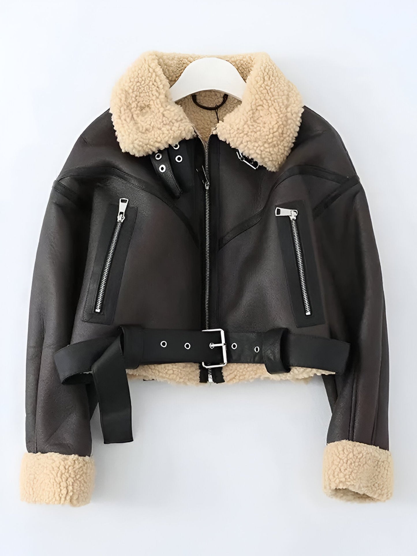 Eveloria Damen Winterjacke Kunstleder