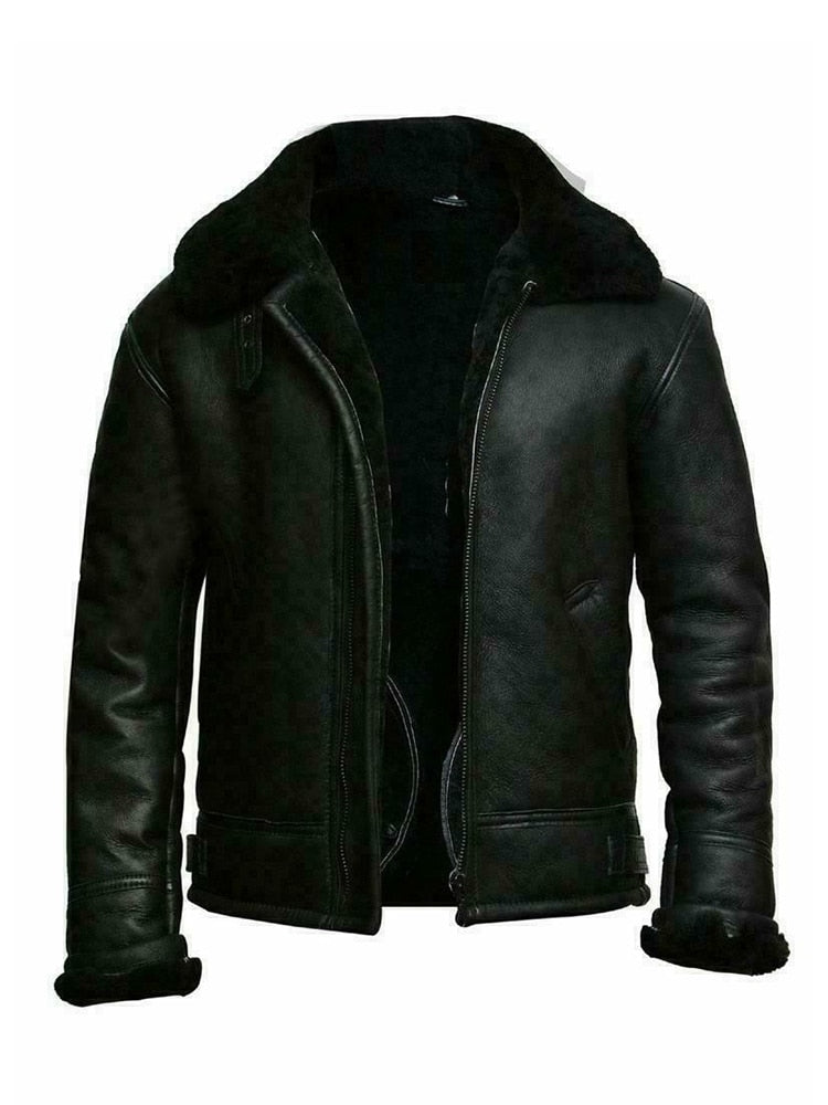 Eveloria Damen Lederjacke Slim Fit Schaffell gefüttert Kurz