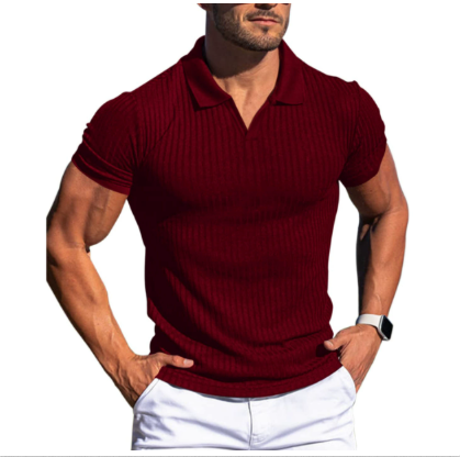 Herren Polo-Shirt Gerippt Slim-Fit Weißen