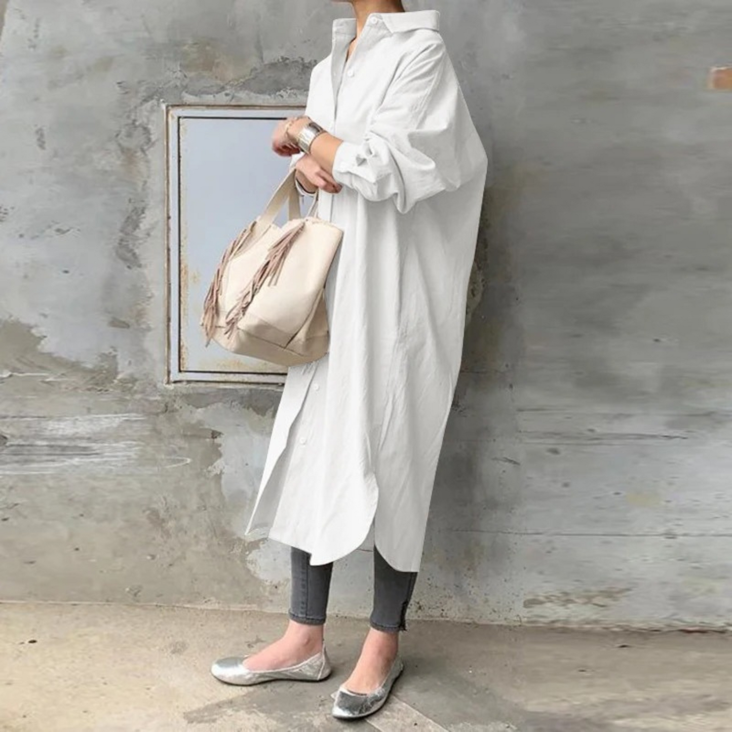 Eveloria Damen Blusenkleid mit Kragen Lang - Eveloria