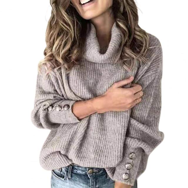 Damen Oversize-Pullover Rollkragen
