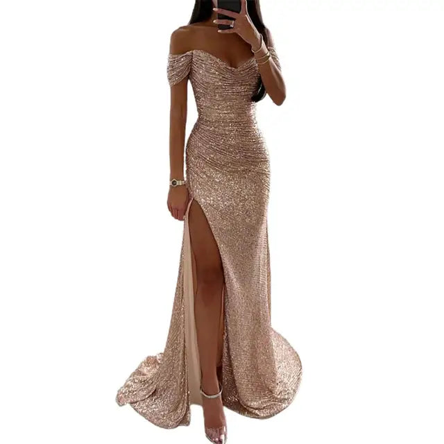 Eveloria Damen Abendkleid Off-Shoulder Elegant