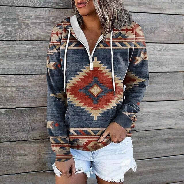 Eveloria Damen Ethno Kapuzenpullover