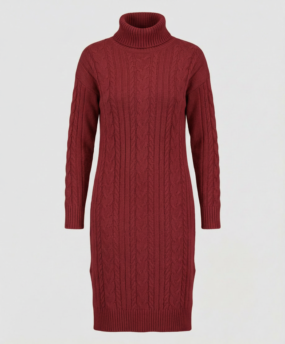 Damen Strickkleid Warm Elegantes Winterkleid