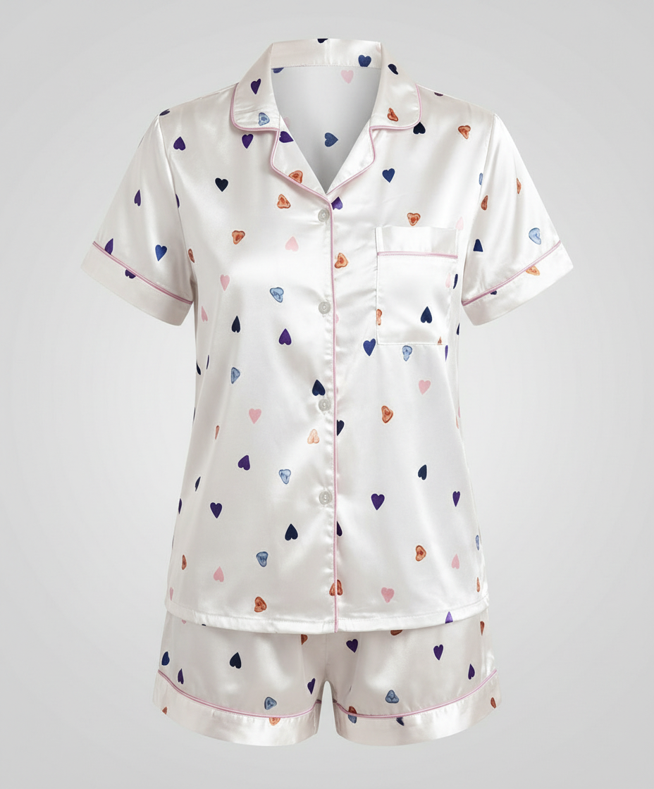 Damen Satin Pyjama Set Komfort