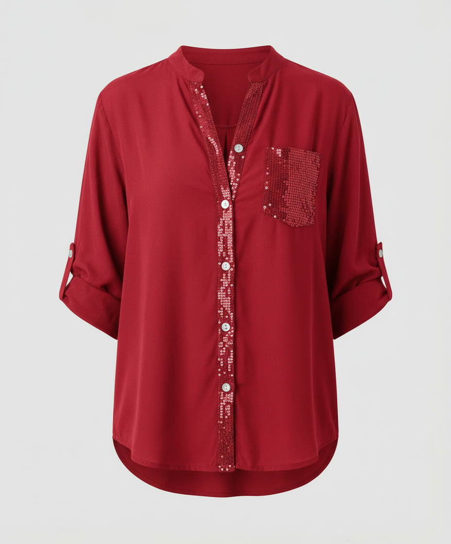 Damen Glitzerbluse Pailletten