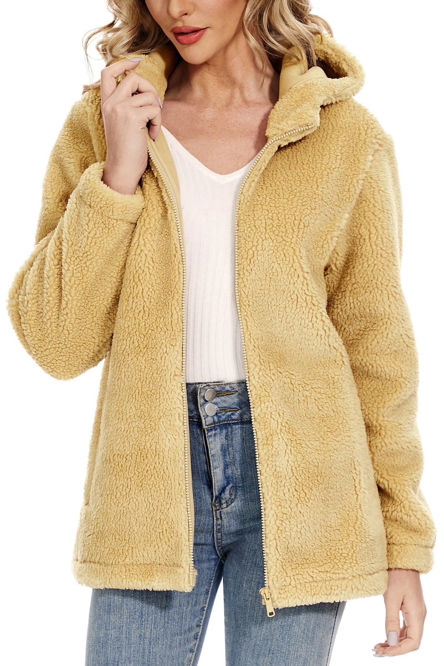 Damen Fleecejacke Kapuze