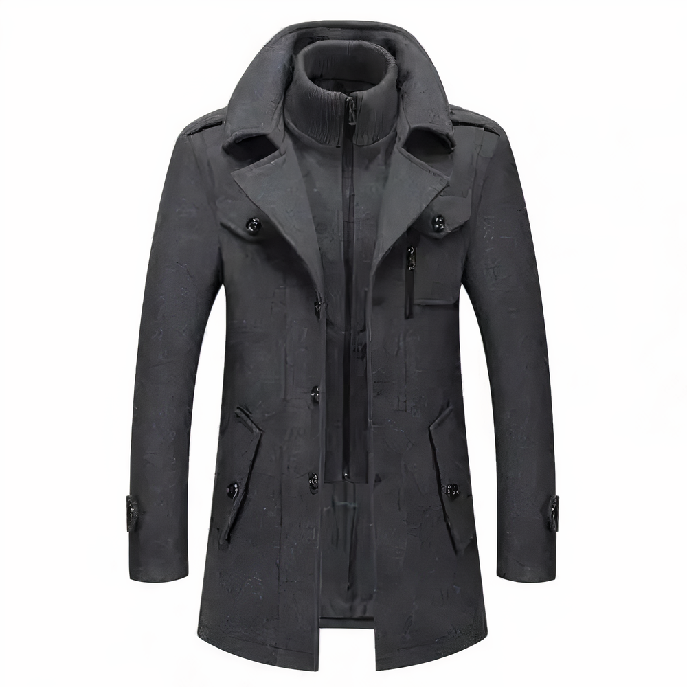 Herren Wintermantel Slim Fit Langer Stehkragen