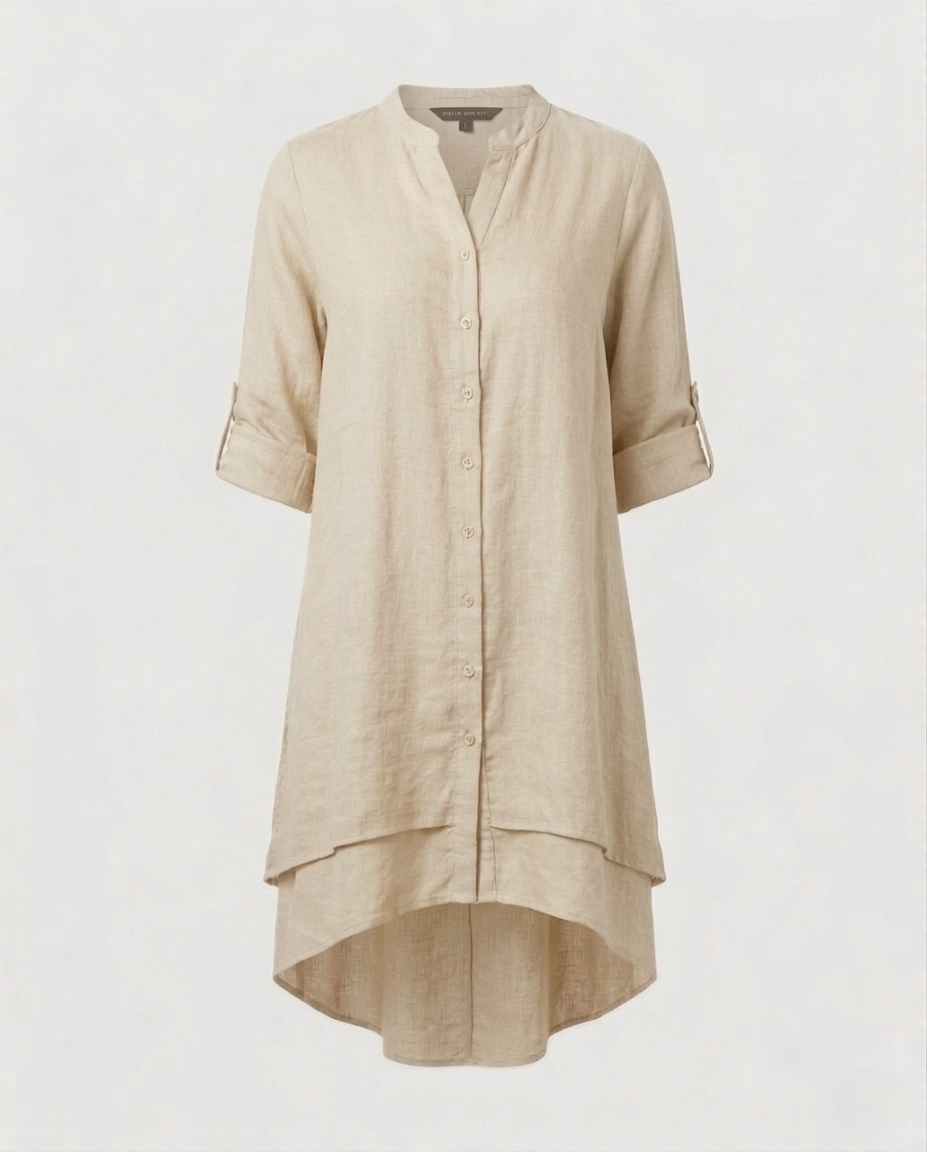 Damen Chiffon Bluse Bubikragen Doppellagiger Saum