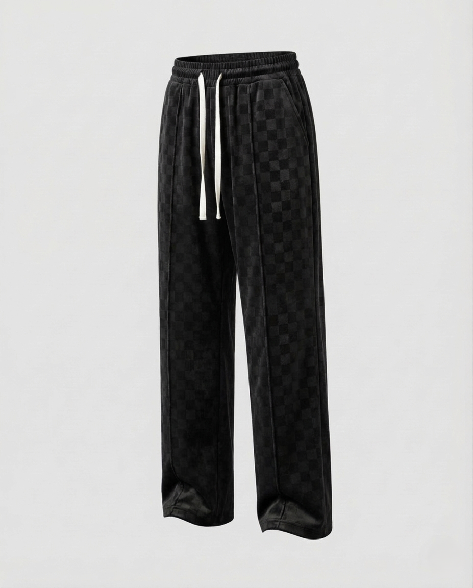 Herren Karohose Jacquard Karomuster Kordelzug
