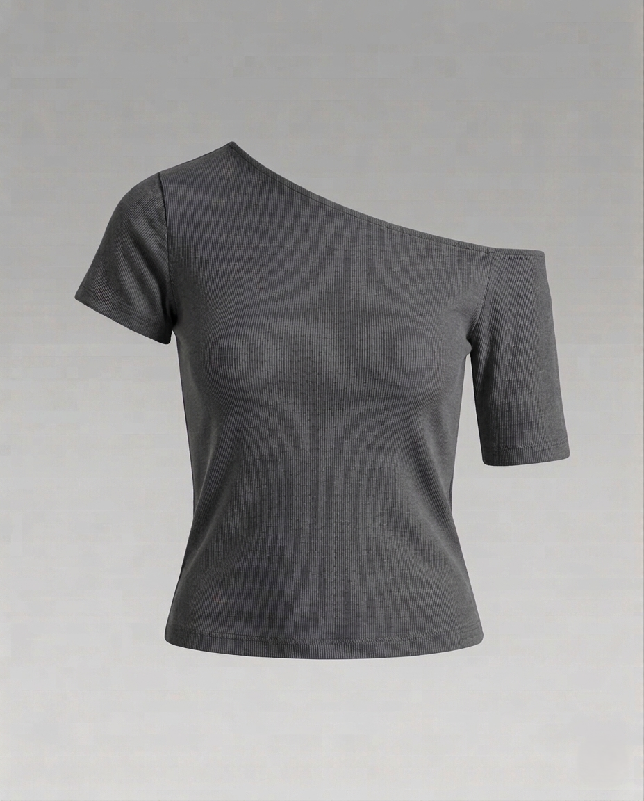 Damen Jersey- Schulterfrei Asymmetrisch