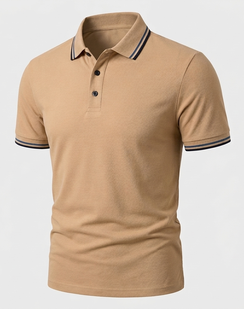 Herren Poloshirt Slim Fit Kurzarm Kontrastkragen