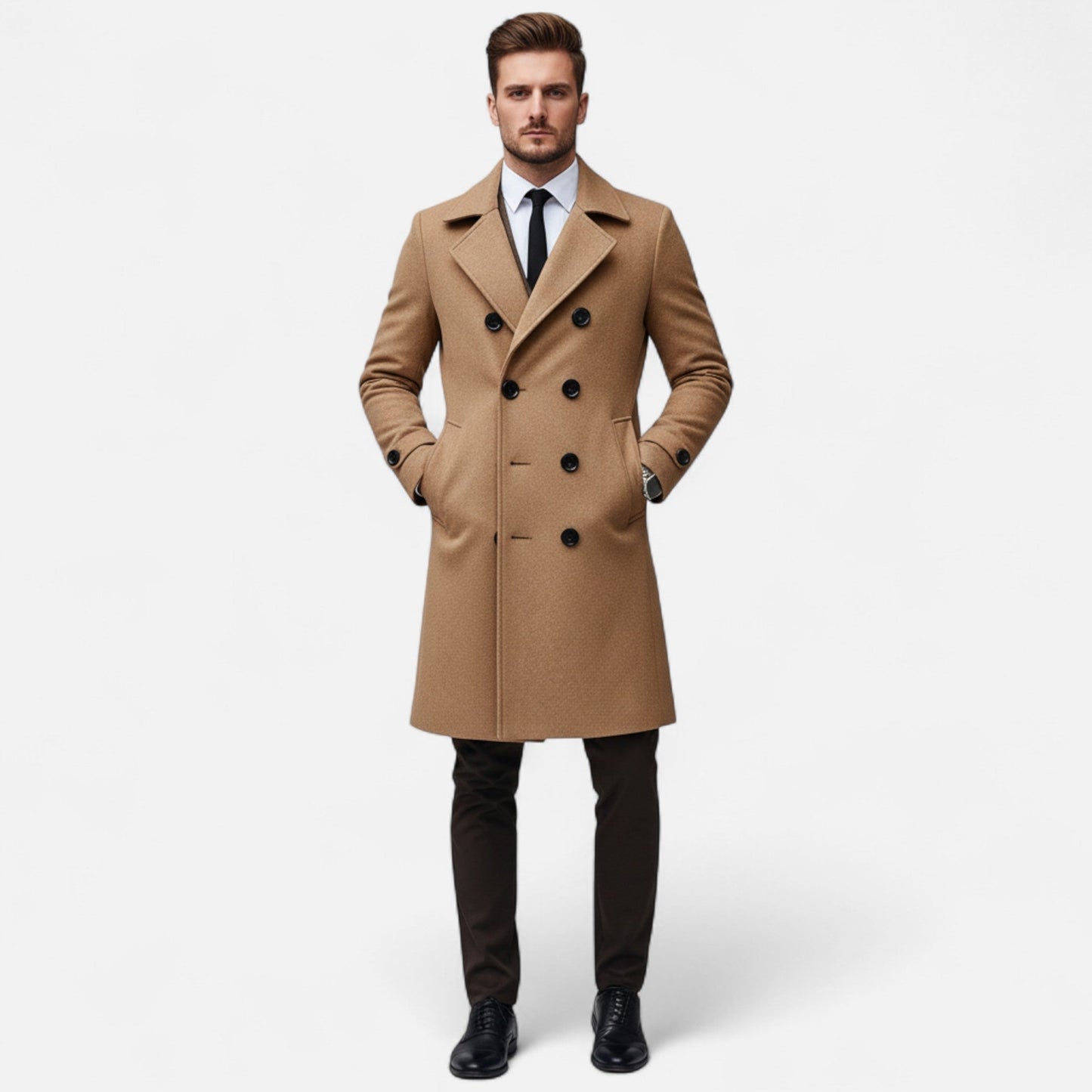 Herren Mantel Klassisches Revers Wollmix