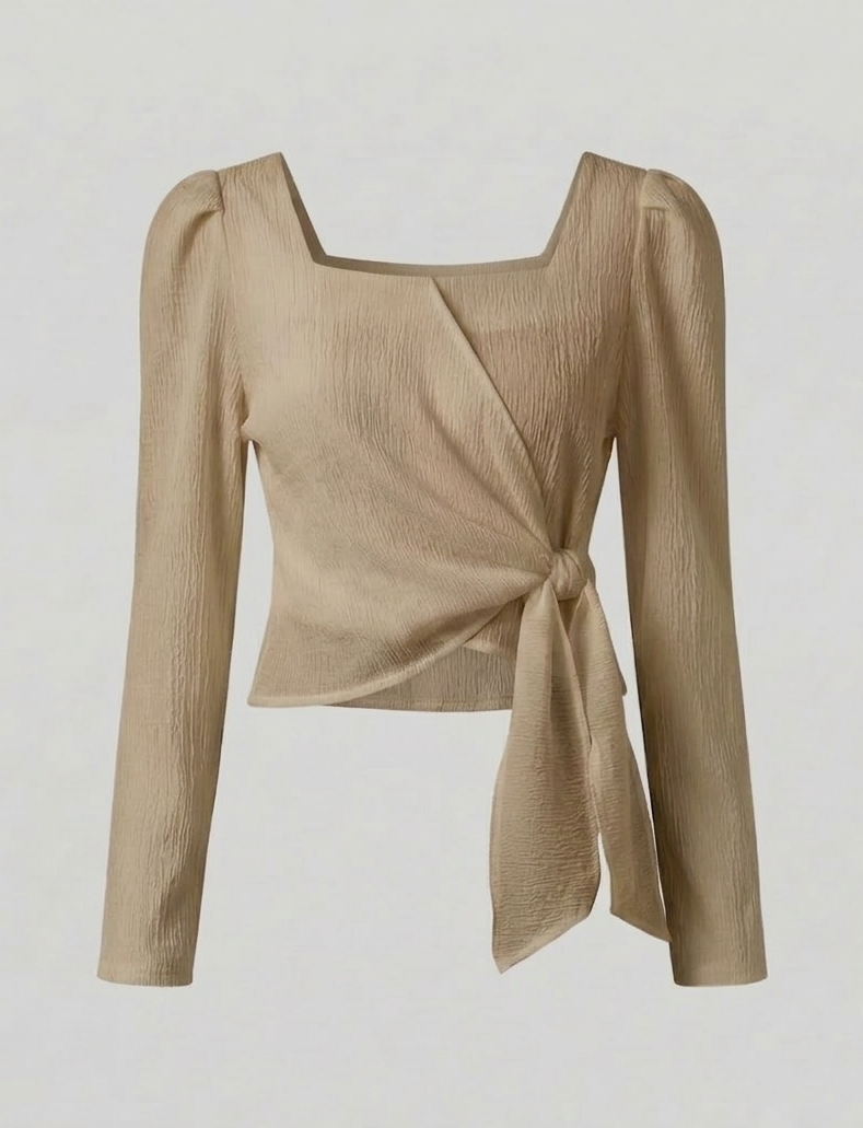 Damen Wickeltop mit Knoten Baumwolle