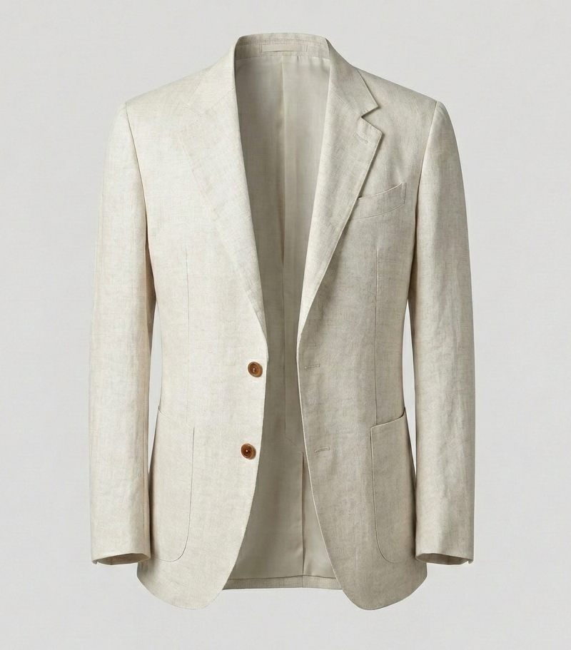 Herren Leinenanzug Elegant Mit Anzughose Beige