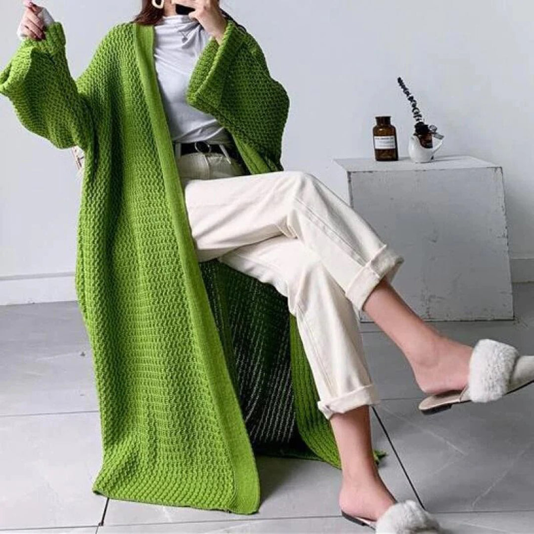 Frieda Damen Strickjacke Offene Vorderseite Lang