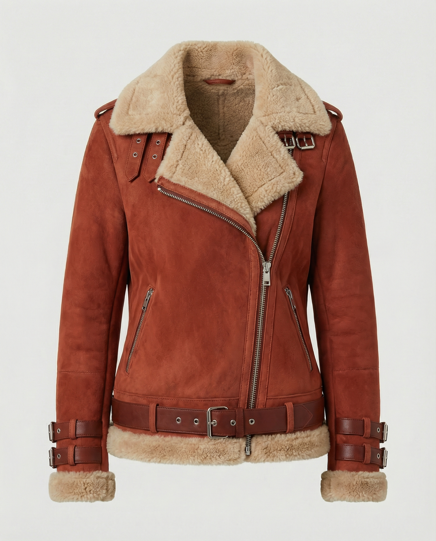 Gefütterte Damen Bikerjacke Leder