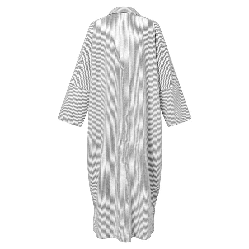 Eveloria Damen Oversized Hemdkleid Streifen Baumwolle weiß