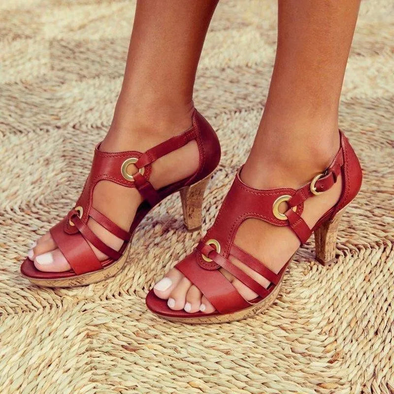 Eveloria Damen Sandalen Leder Braun