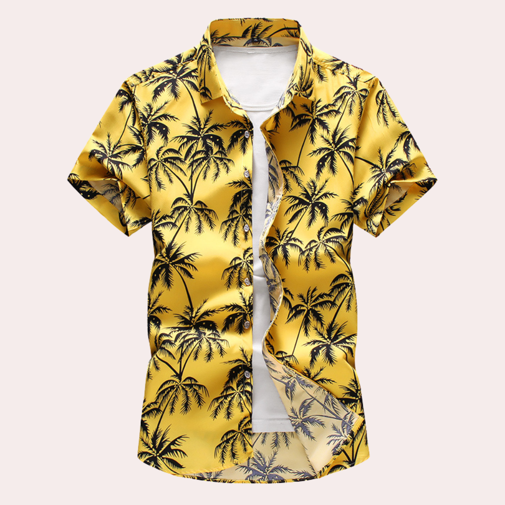 Hawaiihemd | Bedruckt | Mit Knöpfen | Kurzarmhemd | Sommerhemd für Männer-Gelb-S-Chaps Herrenmode