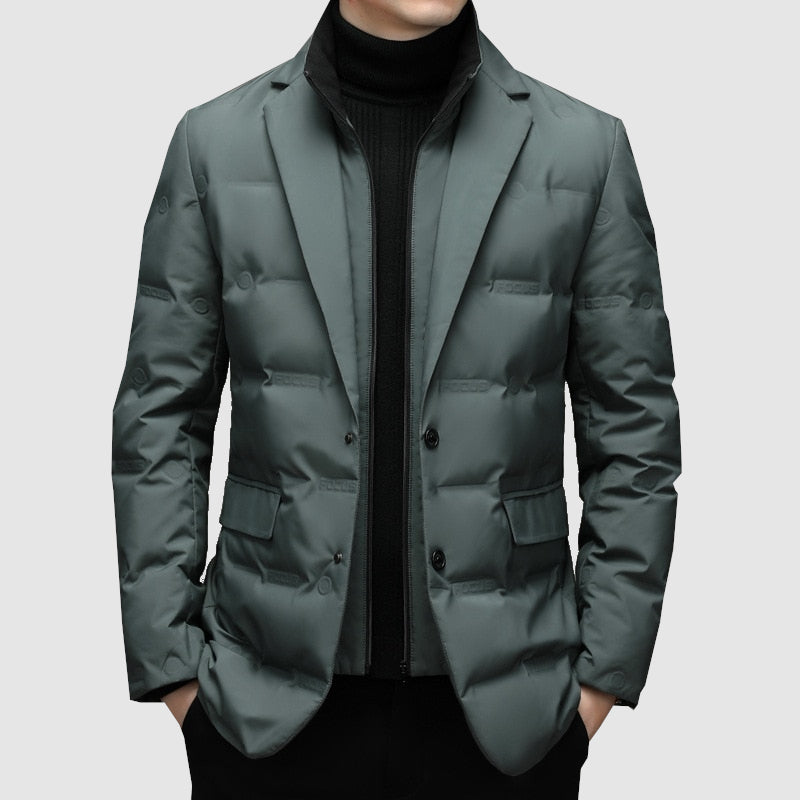 Herren Winterjacke Slim Fit Steppjacke Knöpfe Reverskragen