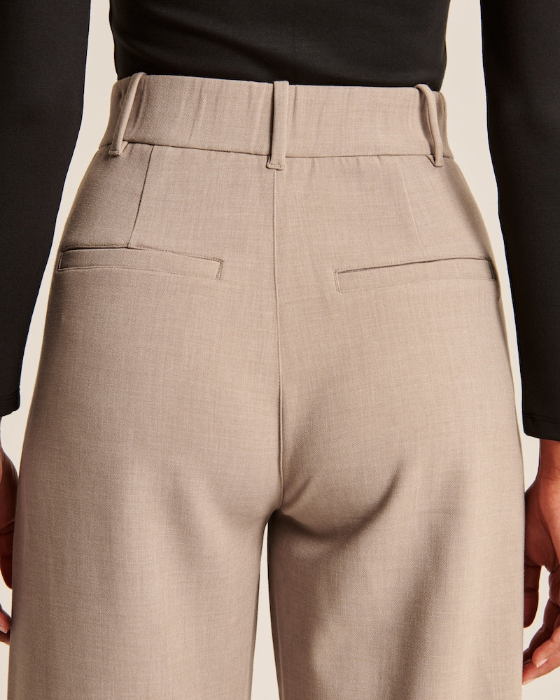 Damen Wide-Leg Hose Beige Minimalistisch
