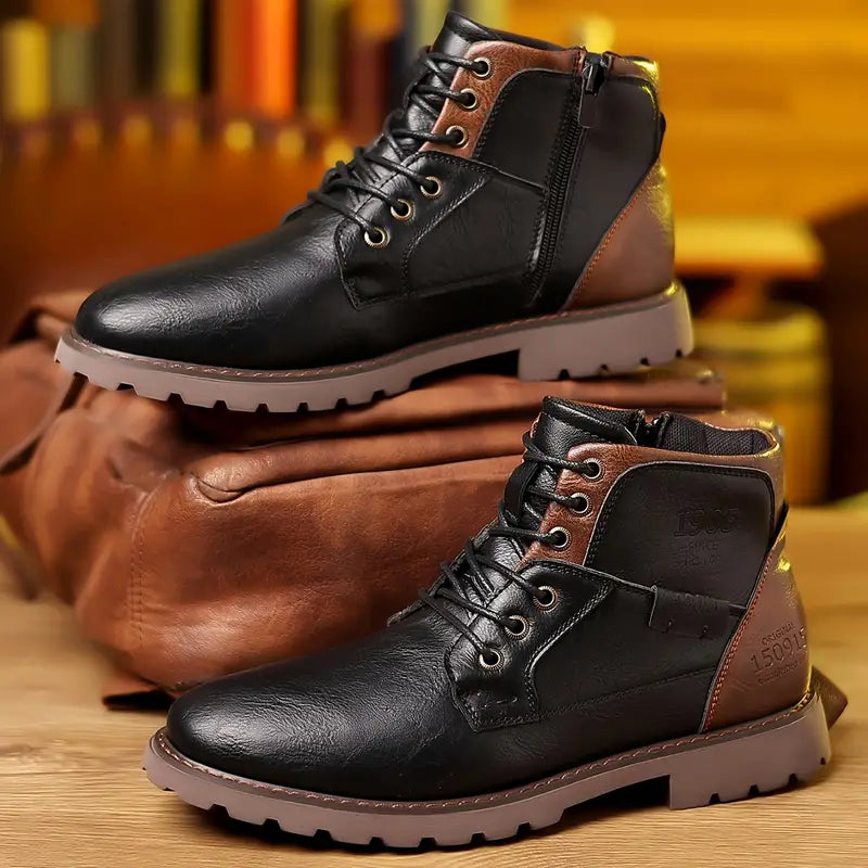 Herren Stiefel Ankle Boots Leder Reißverschluss