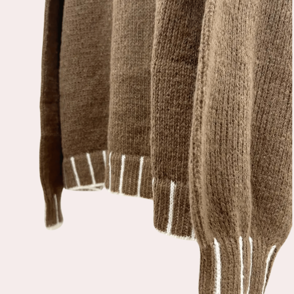 Damen Oversized Rollkragen Strickpullover Braun Weich