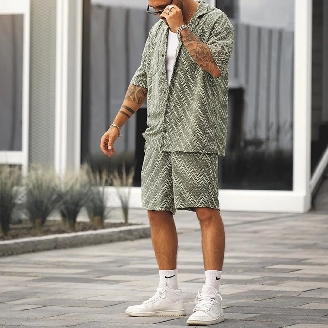 Koordiniertes Set – zweiteilig – Kurzarm – Shorts-Set – Sommerkleidung für Herren-Chaps Herrenmode