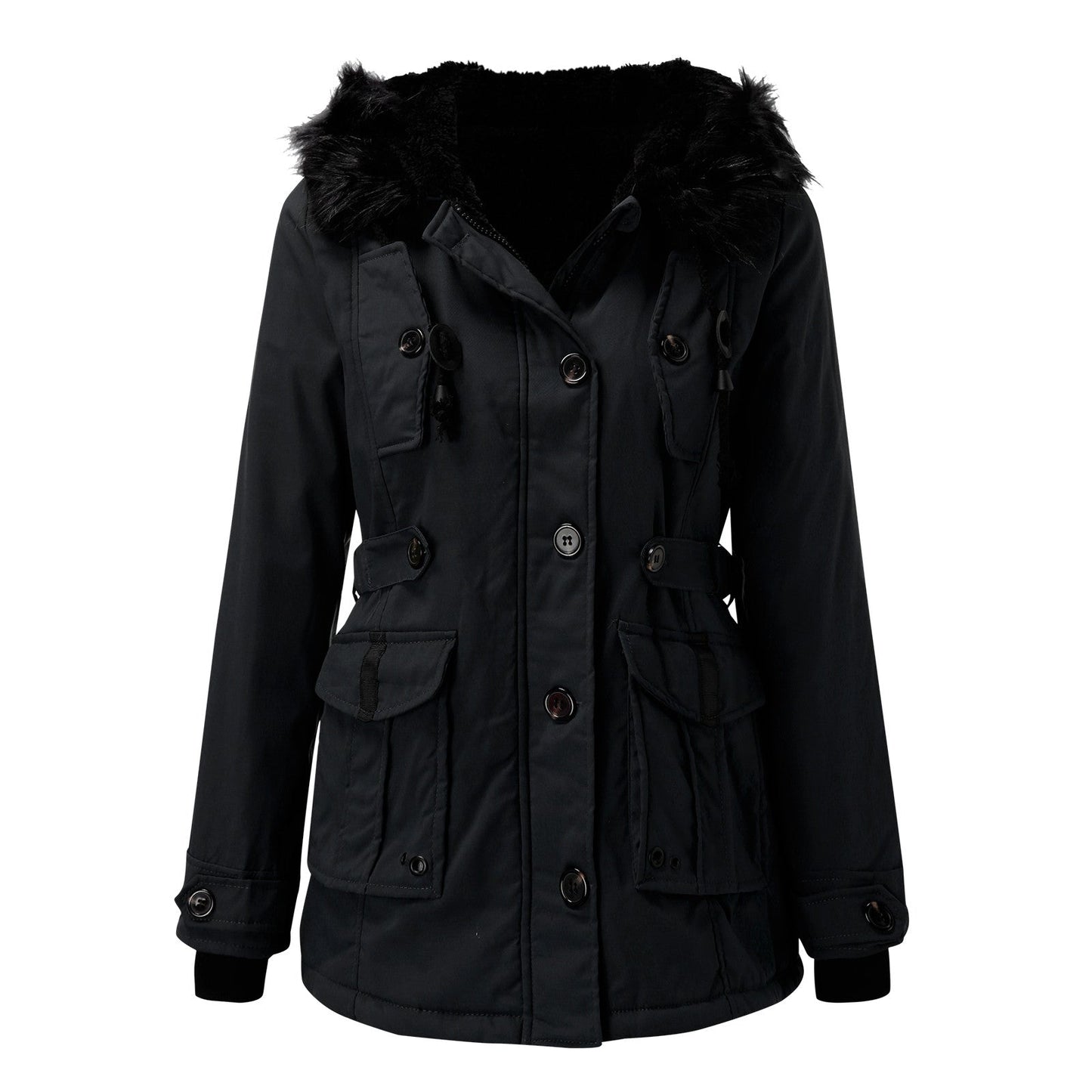Damen Longline Winterjacke Warm Kapuzen