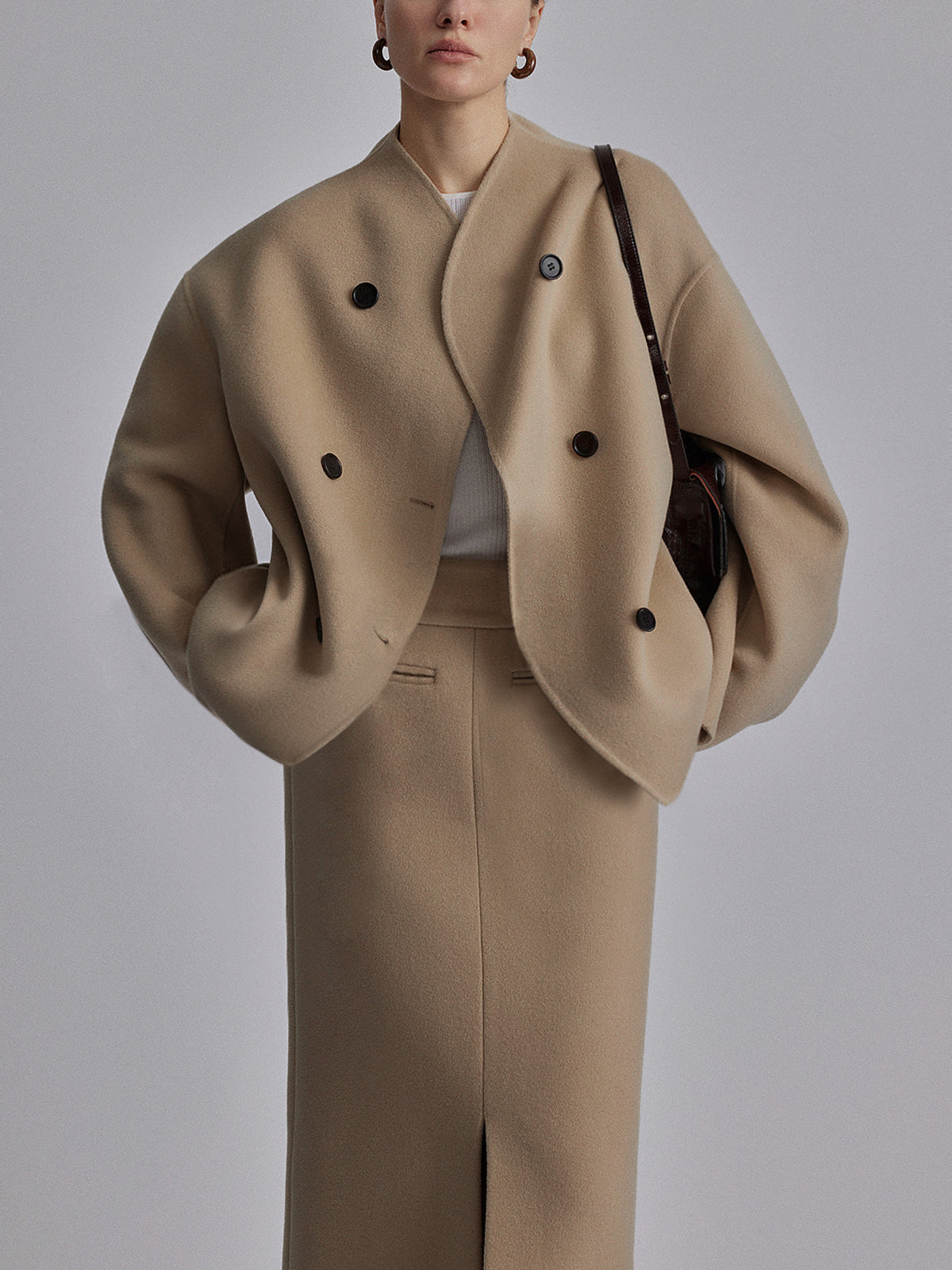 Damen Klassische Doppelknopf-Kapuze-Jacke Elegantes Design