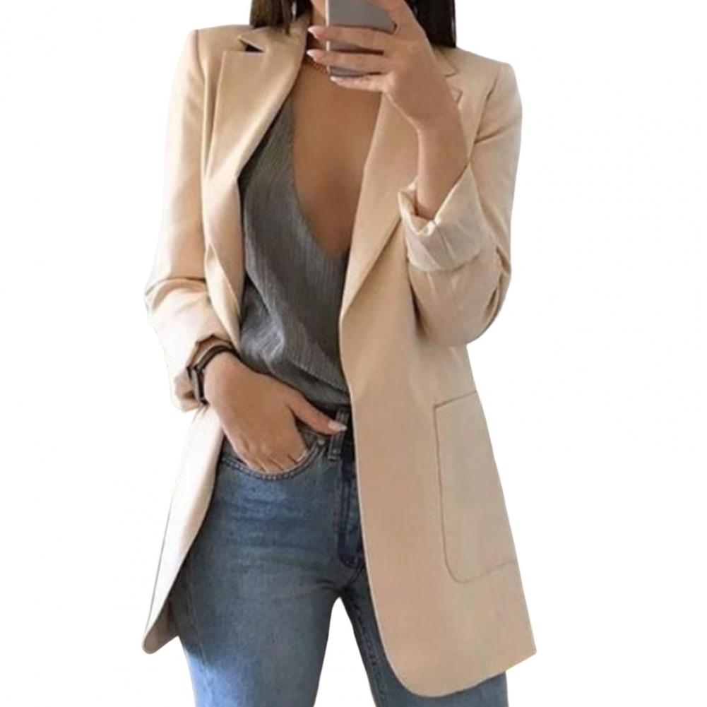 Damen Elegant Blazer Jacke Lang
