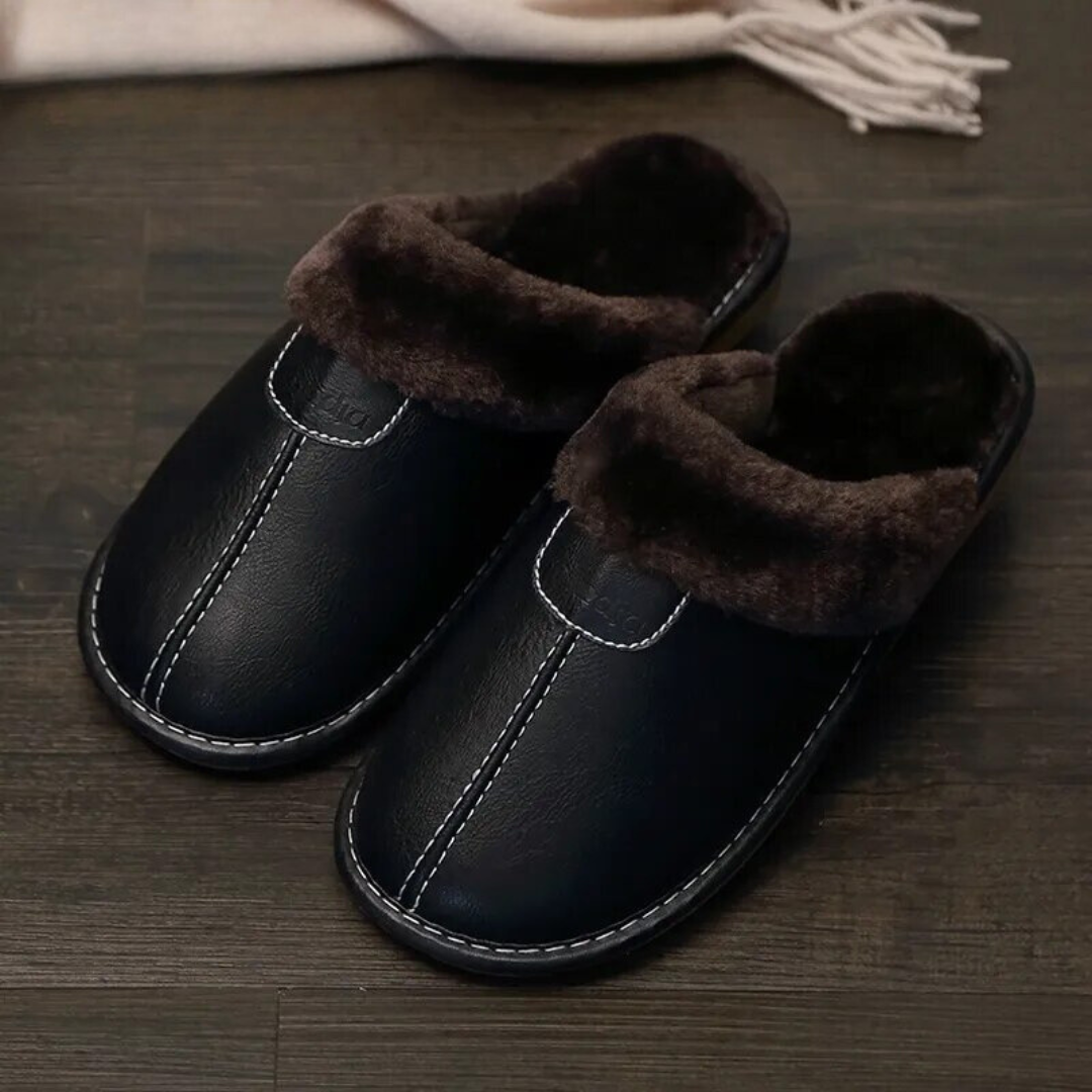 Leder Hausschuhe | Slipper | Winter | Herren Hausschuhe | Hausschuhe Herren-Schwarz-38-Chaps Herrenmode