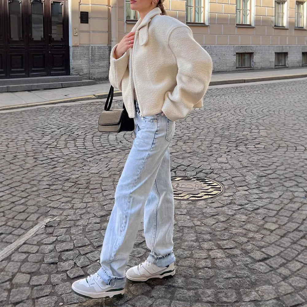 Damen Fleecejacke Weiss Reißverschluss