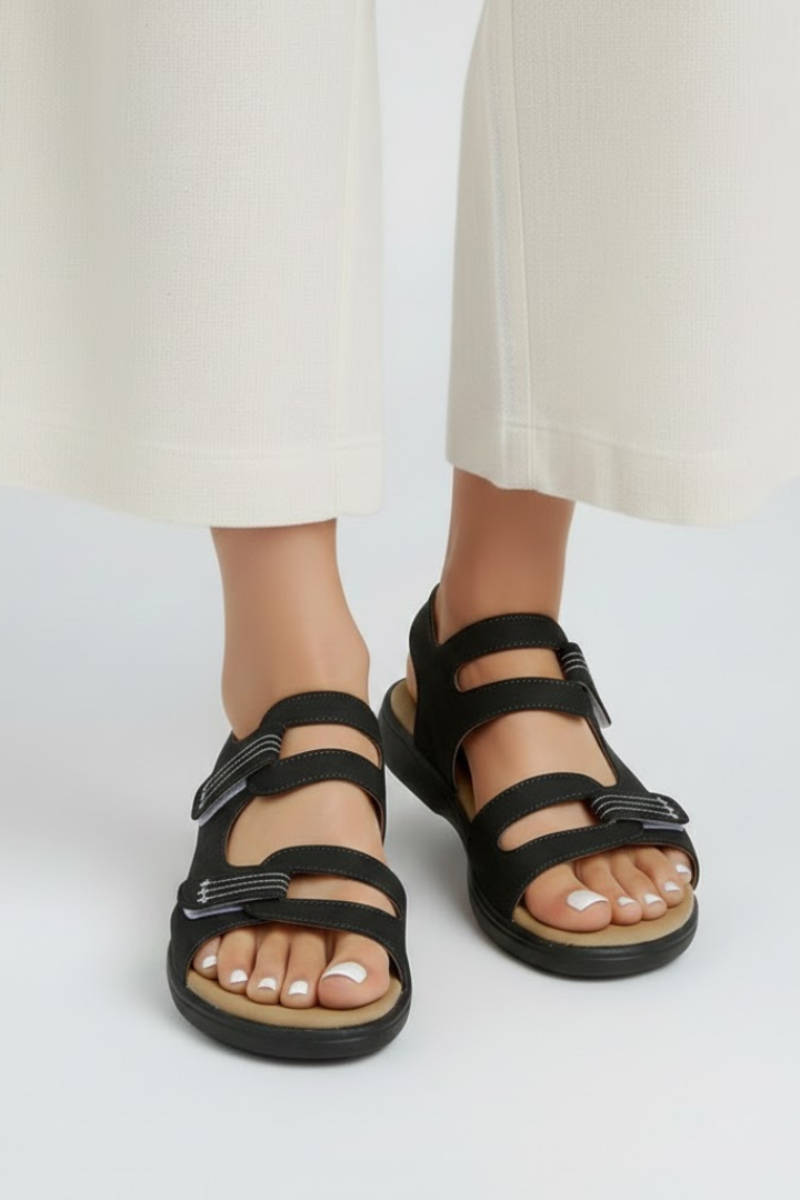 Damen Sandalen mit Absatz und Zehenriemen