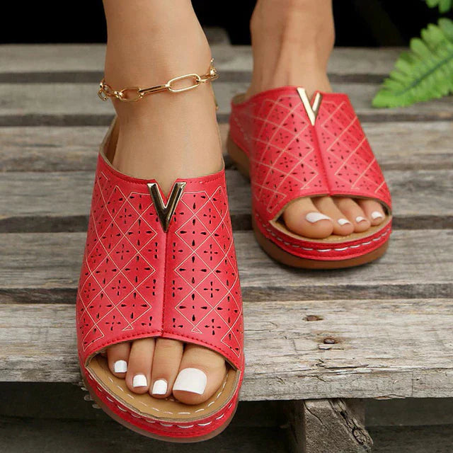 Eveloria Damen Orthopädische Flache Riemchensandalen