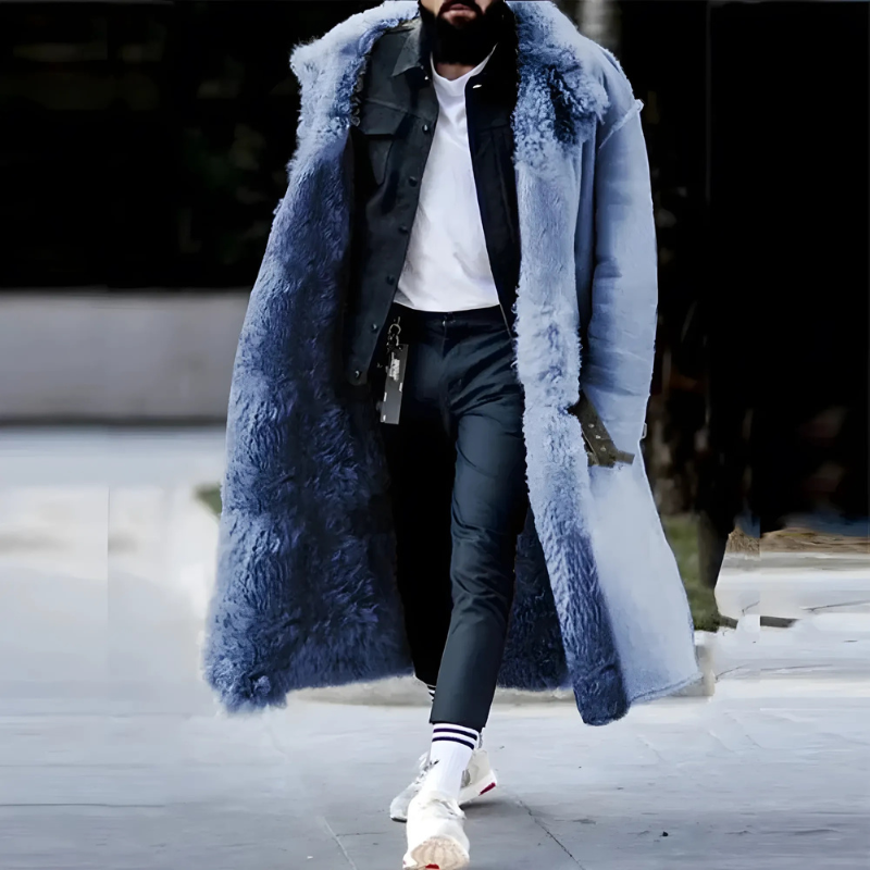 Herren Trenchcoat Lang Oversized Fleece