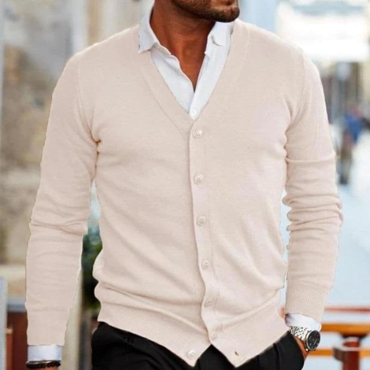 Herren Strickjacke V-Ausschnitt Business-Casual
