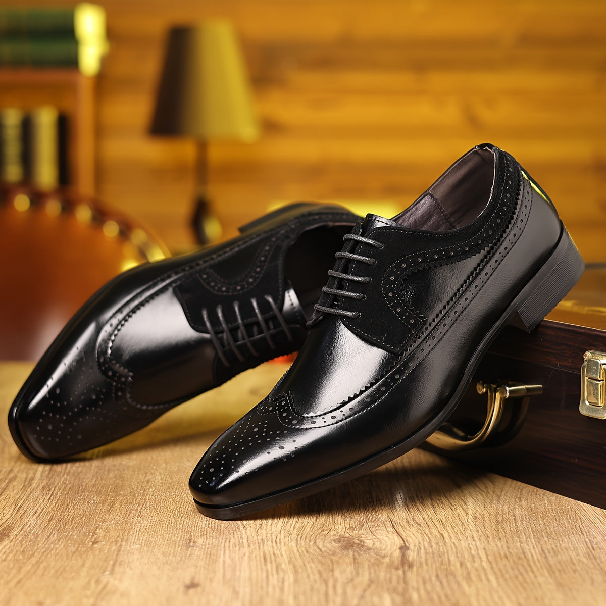 Herren Oxford Schuhe Brogue Flügelspitze Schnürsenkel