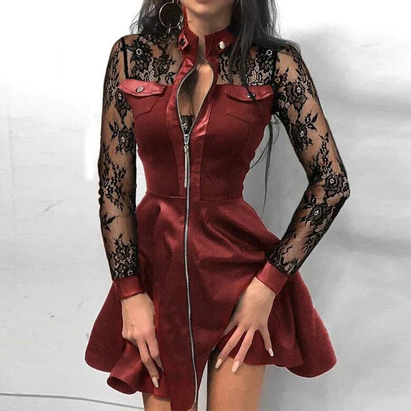 Damenkleid Frontreißverschluss Stylisch