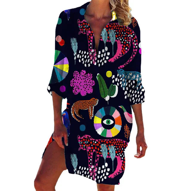 Damenbluse Hawaiiant Druck Tropische Blumen