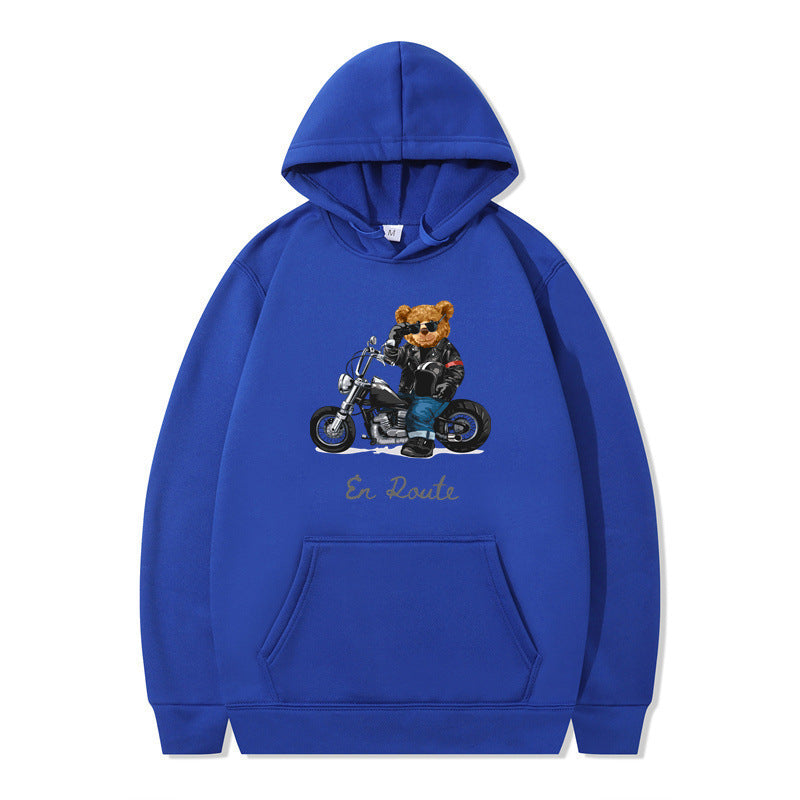 Damen Kapuzenpullover Bärenmotiv Lässig Grau Eveloria