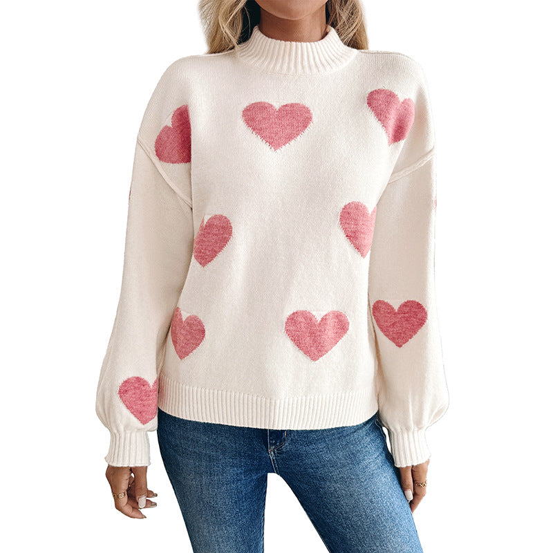 Damen Pullover Herzmotiv Eveloria