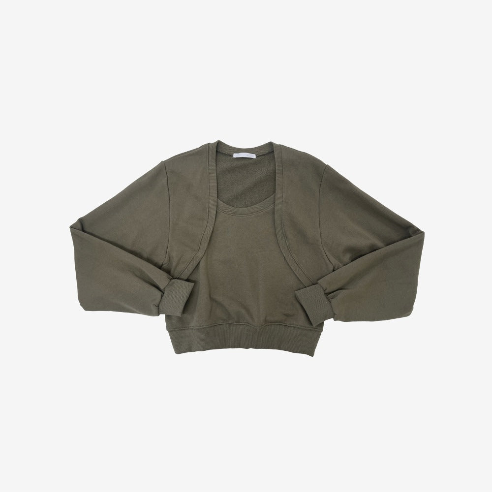 Damen Cropped Sweatjacke Weich Ärmel Eveloria