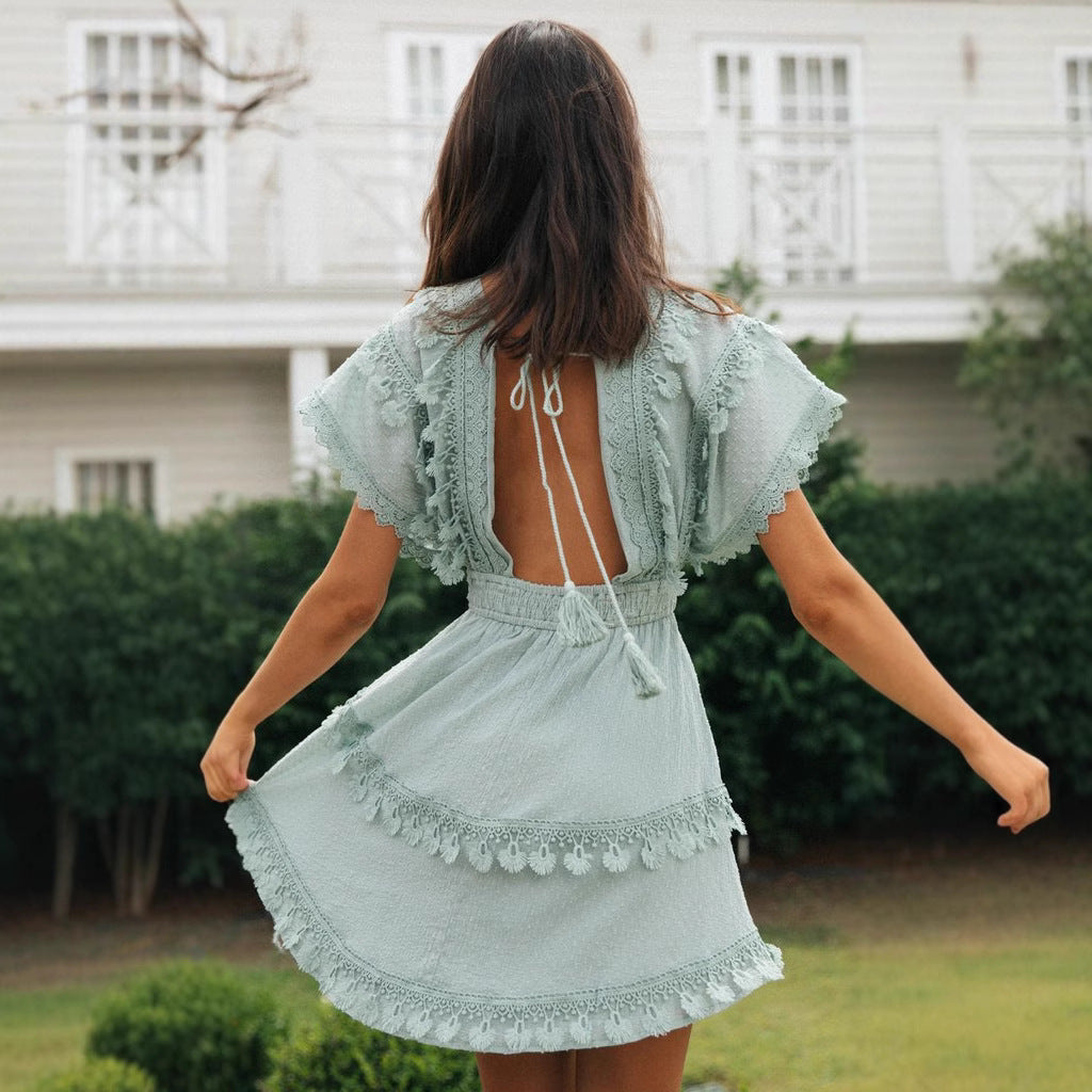 Damen Sommerkleid Romantische Spitze Eveloria