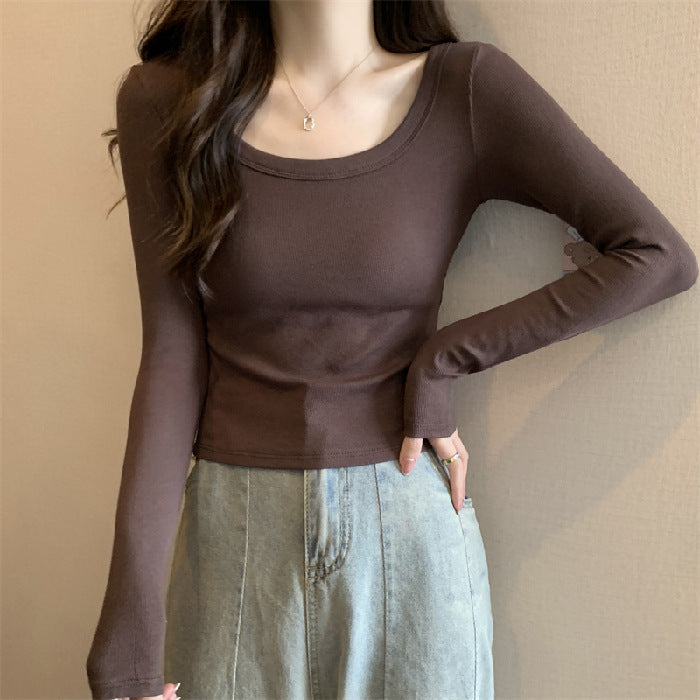 Damen Langarmshirt Figurbetont Weiter Ausschnitt Eveloria