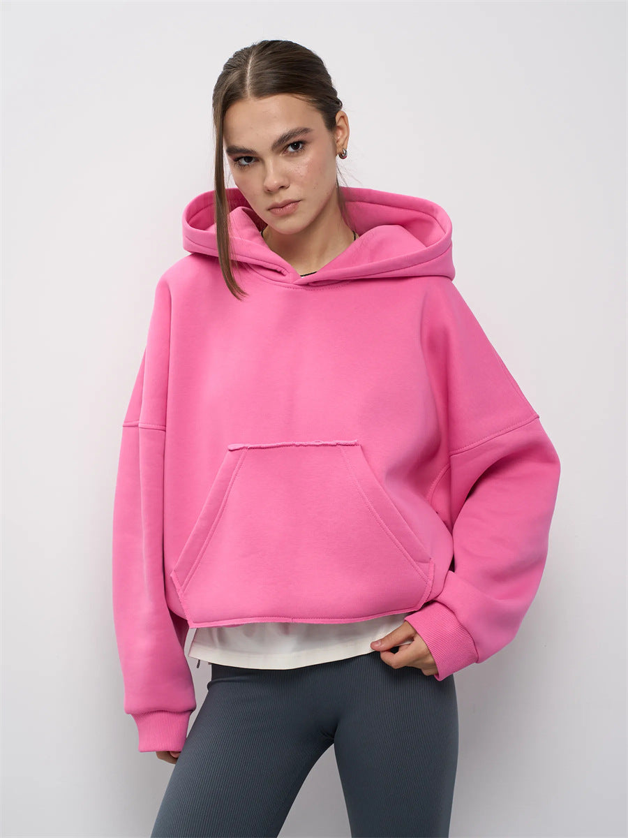 Damen Oversize Hoodie Weiches Innenfutter Kängurutasche Grau Eveloria
