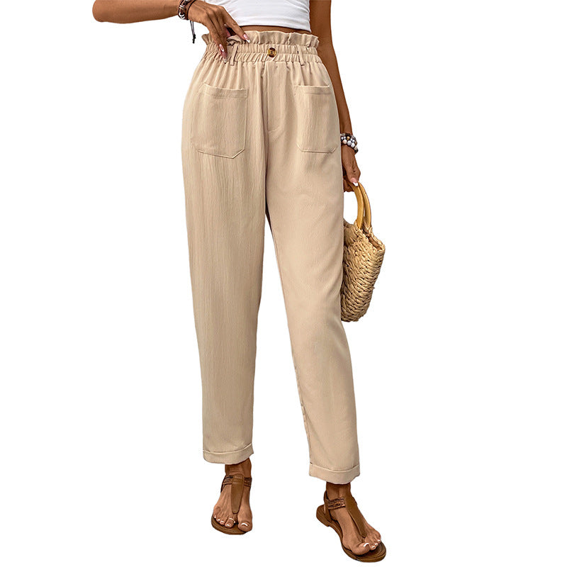 Damen Chinohose Elastischer Bund Praktische Taschen Eveloria
