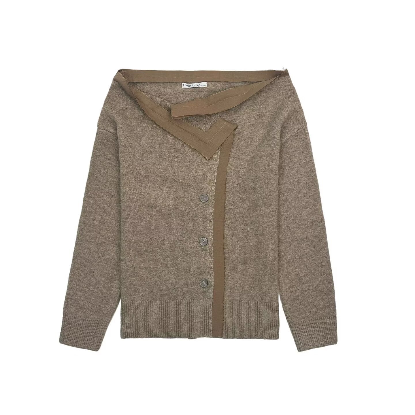 Damen Cardigan Kuschelweich mit Bindegürtel Beige