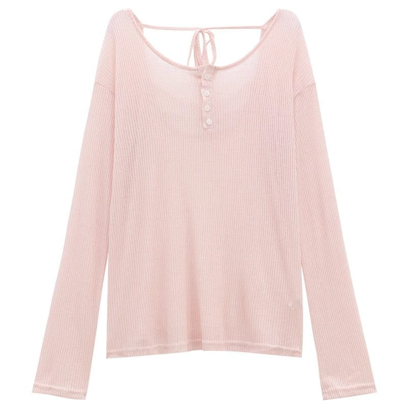 Damen Langarmshirt mit Rückenausschnitt Baumwolle
